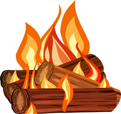 Burning Firewood Illustration